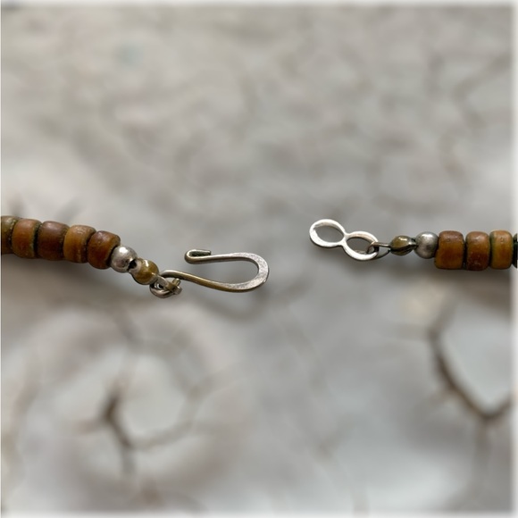 Vintage Blue Mother of Pearl Floral Pendant Necklace - Picture 10 of 10